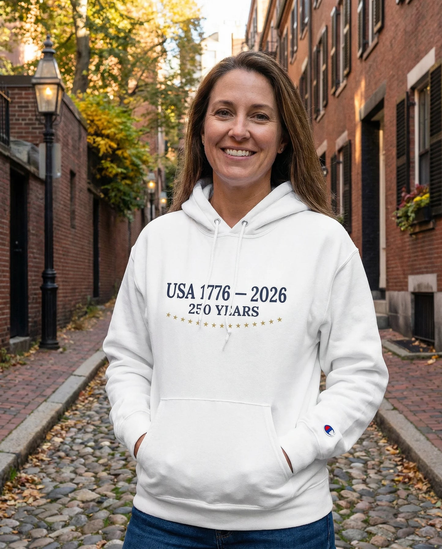 USA 250 Years Hoodie (1776–2026) – Commemorative Patriotic Back Crest Hoodie