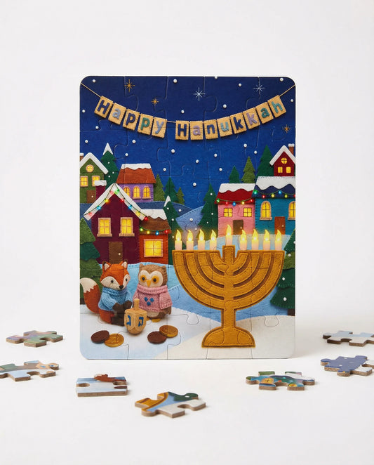 Happy Hanukkah Kids Puzzle — 30-Piece Holiday Menorah Puzzle for Children